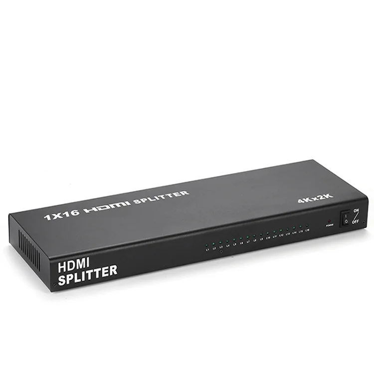 

4K HDMI Splitter 1 in 16 Out, 16 Port HDMI Splitter Support 4K30Hz Duplicate Mirror HDMI 1.4 Iron Shell for Monitor TV DVD