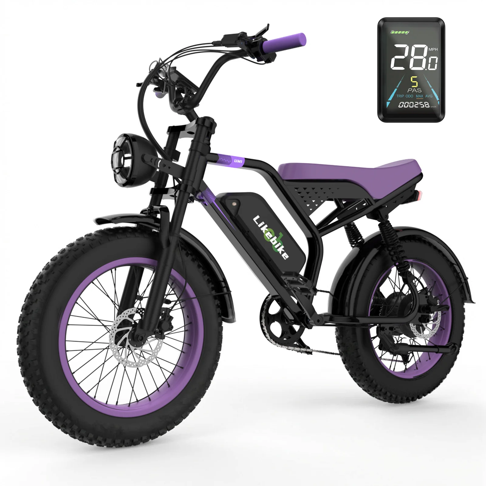 1500W Peak Electric Fat Tire Bike 48V 20AH Removable Battery 28MPH Full Suspension Dual Hydraulic Disc Brake Adult All Terrain Ebike for Off-Road image 3