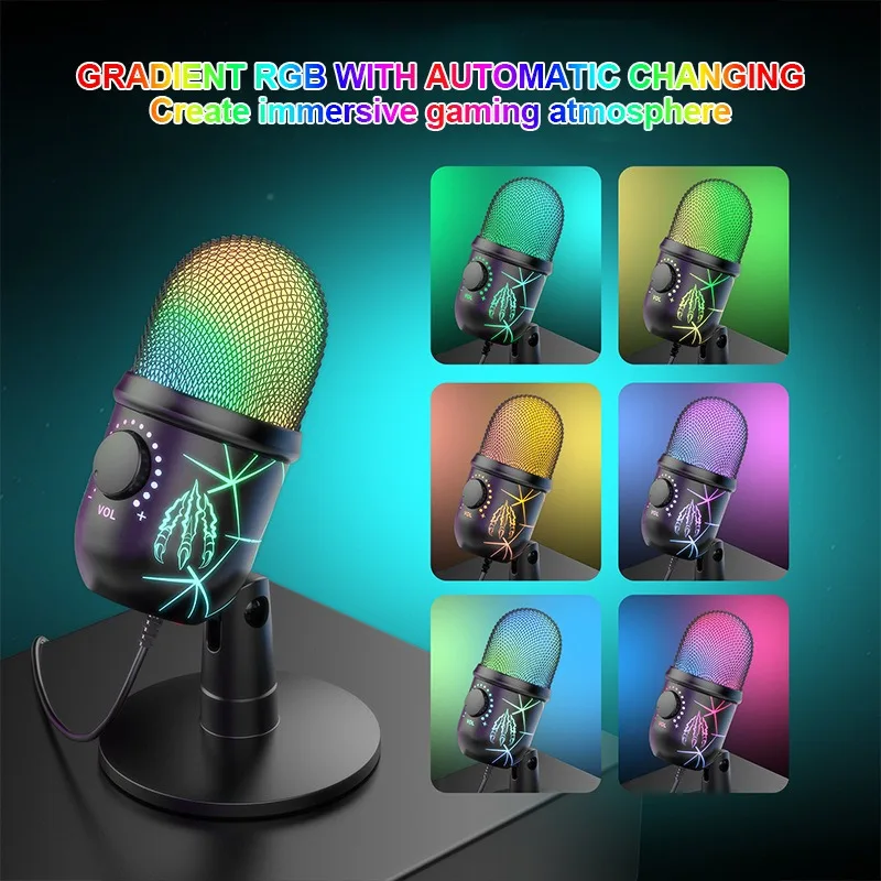 USB Microphone for Live Streaming Karaoke V5 Noise Cancelling Gaming ...