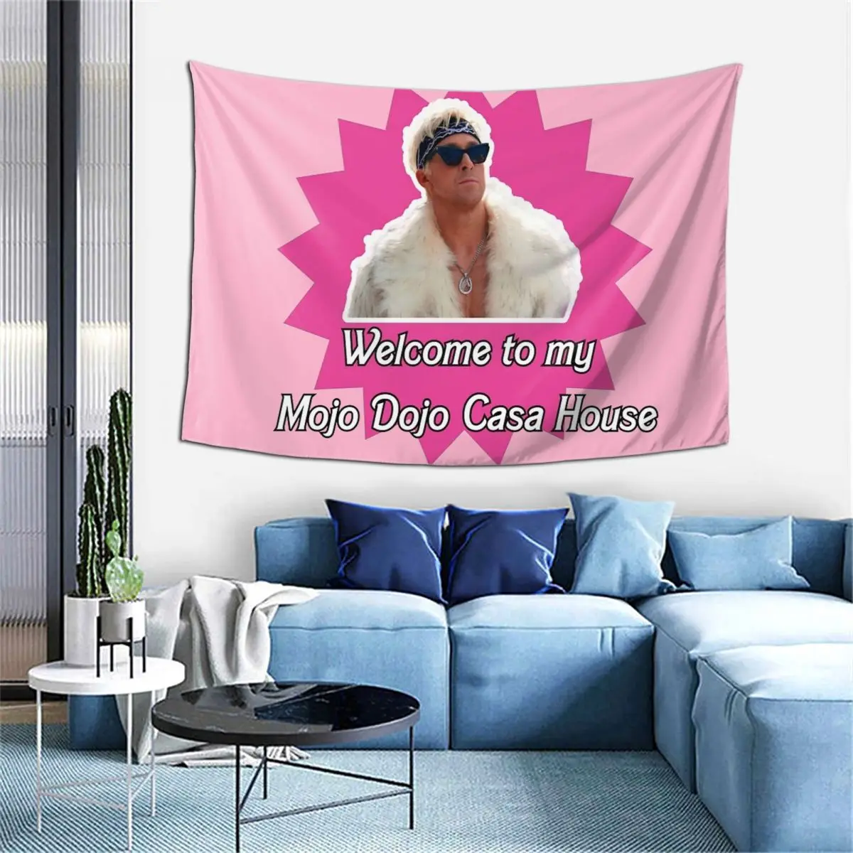 Welcome To My Mojo Dojo Casa House Tapestry Pink Wall Hanging Ryan Gosling Room Decor Background Cloth Witchcraft Wall Carpet