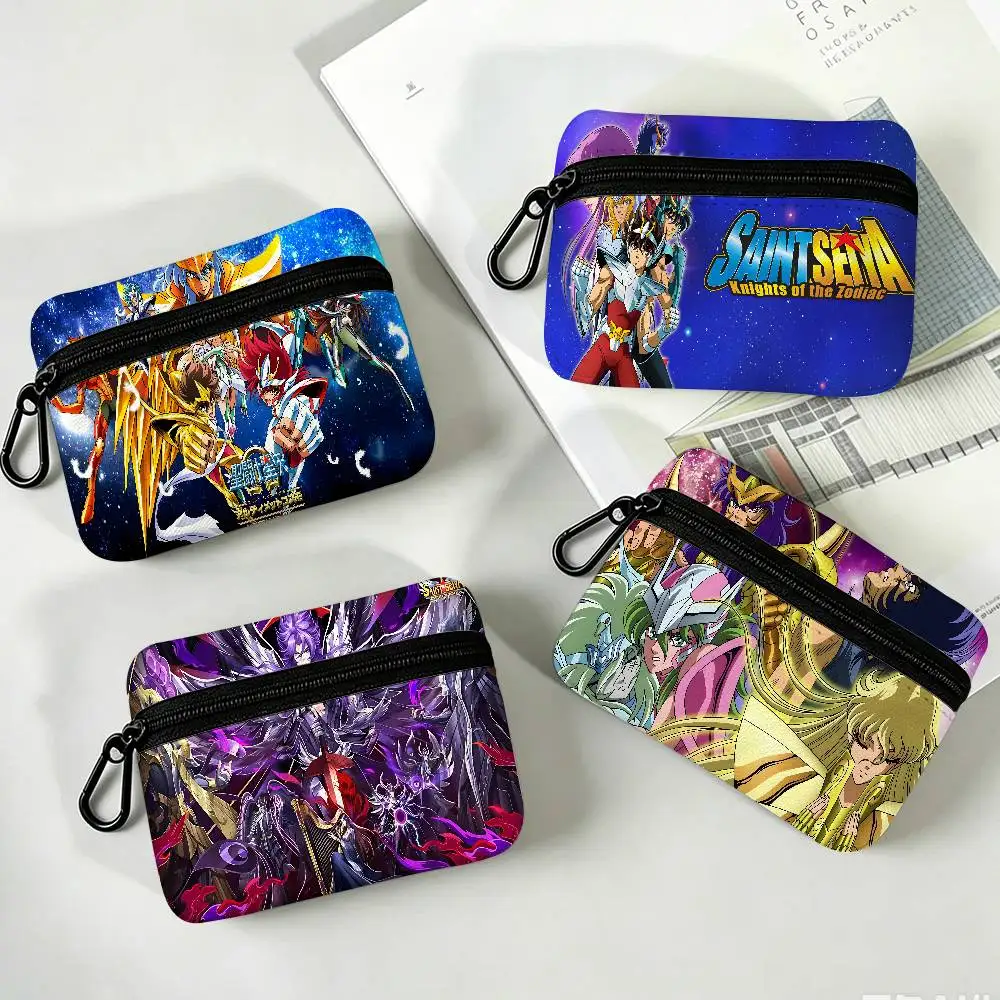 Retro S-Saint S-Seiya Multifunctional Oxford Cloth Small Pouch With Hook Mini Coin Wallet Earbud Storage Bag