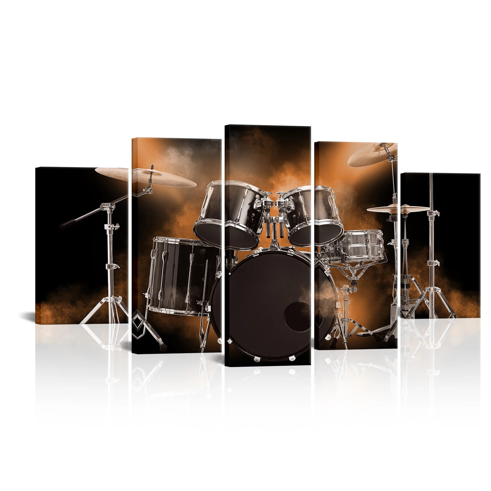

5 Pieces Drum Kit Wall Art Poster Black and Gold Print Canvas Painting Modern Style Picture Living Room Home Decor
