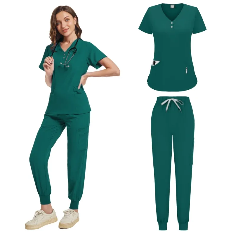 Nurse Scrubs Women Clinical Uniforms Nursing Clothes Doctor Costume Nursing Scrub Sets Dentist Work Wear Short Sleeve Tops Pants