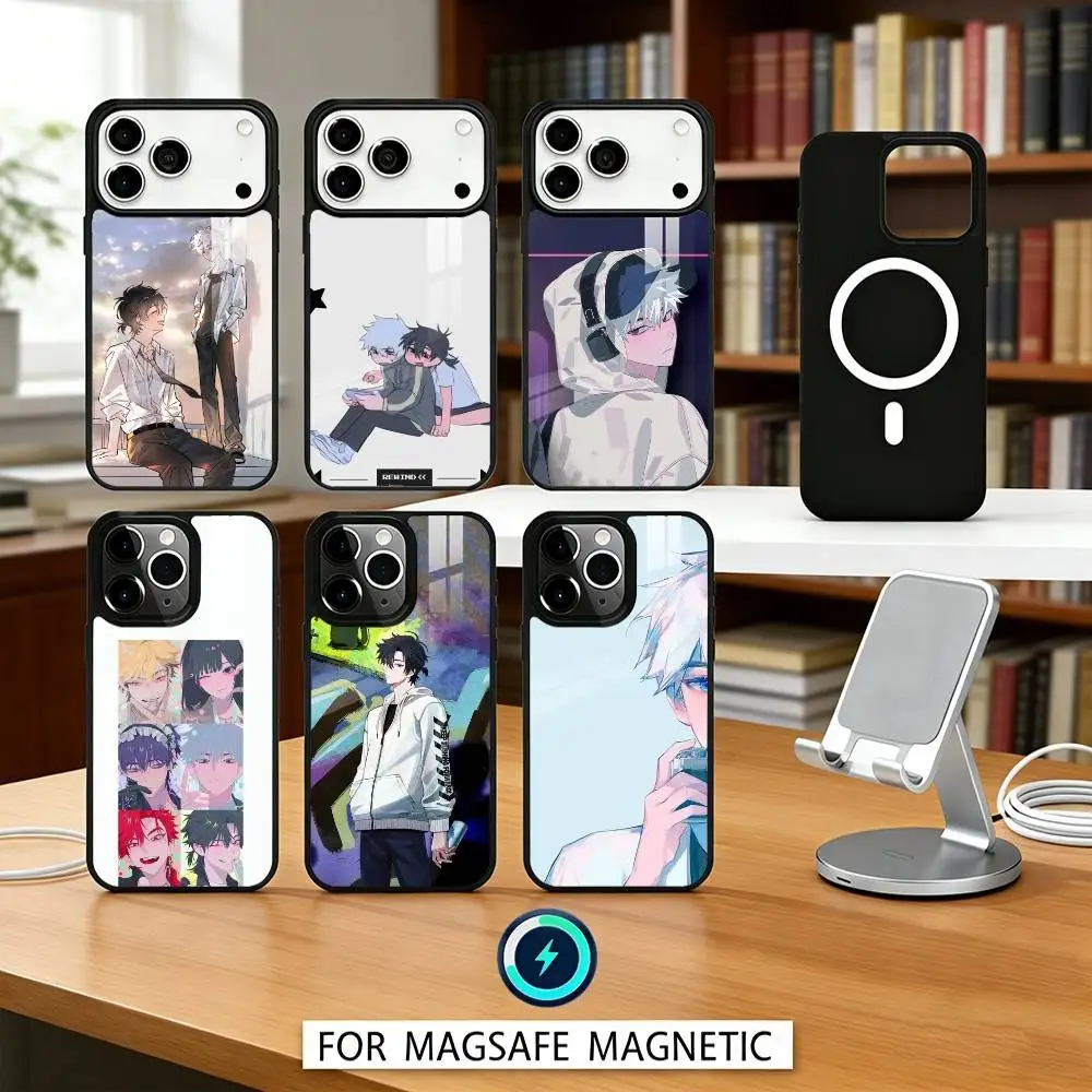 

L-Lu G-Guang Link C-Click Phone Case Magnetic For iPhone17 16 15 14 13 12 Pro Max For Magsafe Wireless Charging Cover