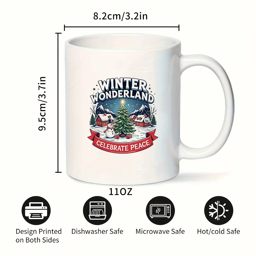 11oz cartoon Christmas mug + snowflake starry sky design Christmas gift kids cup home office coffee mug set