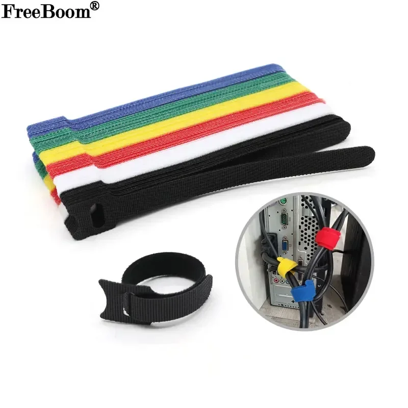 100pcs Releasable Cable Organizer Ties Mouse Earphones Wire Management Nylon Cable Ties Reusable Loop Hoop Tape Straps Tie