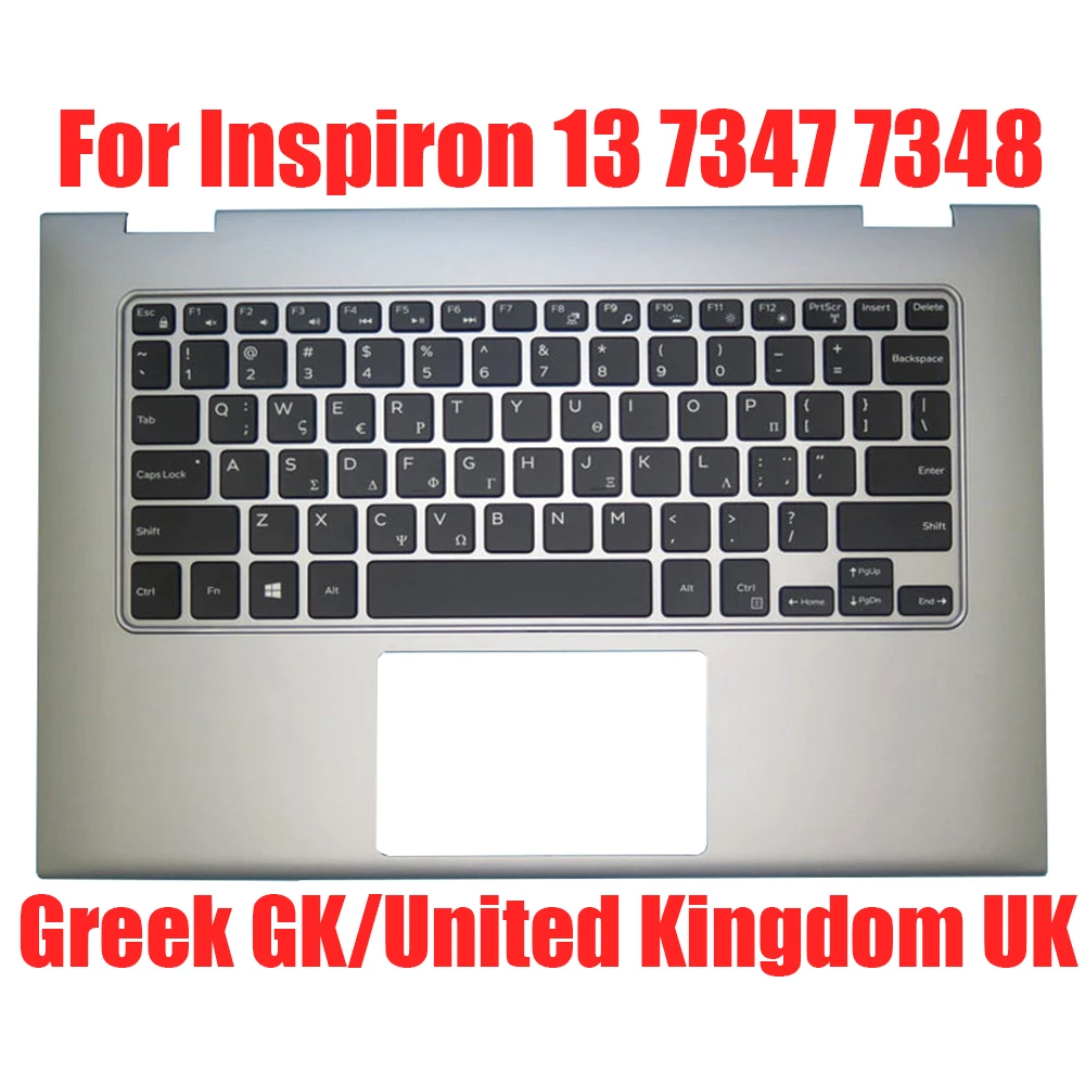 

UK GK Laptop Palmrest For DELL For Inspiron 13 7347 7348 0Y2R47 Y2R47 460.01V02.0011 Backlit Greek Keyboard Silver Upper Case