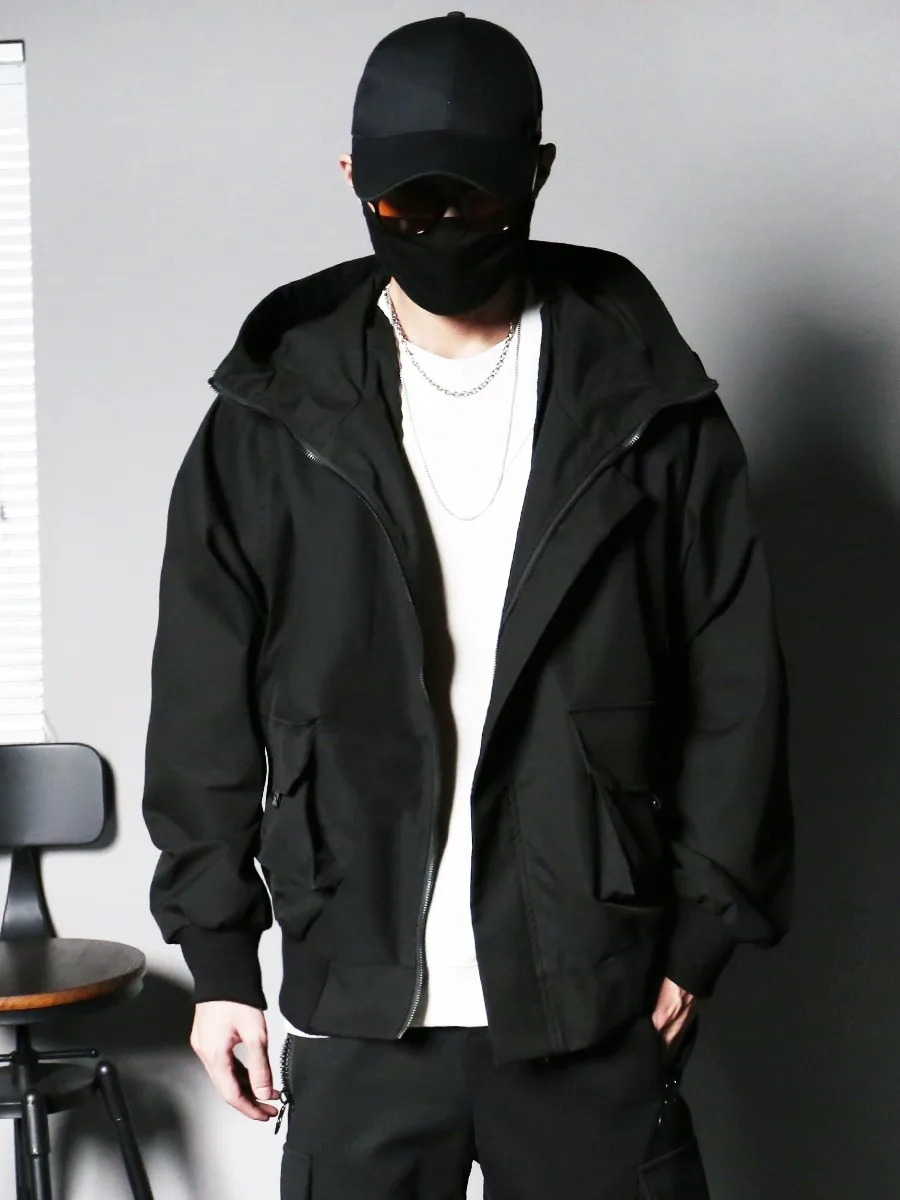 

Корейская мужская куртка с капюшоном, модная однотонная рабочая одежда Bla, топ ex, весенне-осенний сезон, повседневная мода