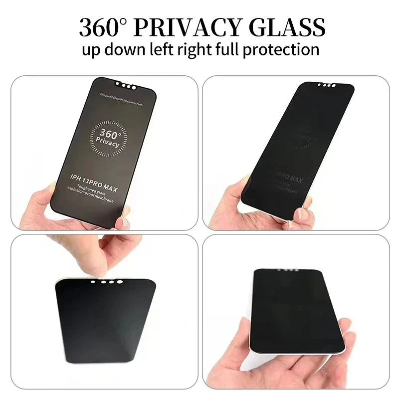 1-3PCS Anti-Spy Film 360 Degree For Apple iPhone 15 13 14 12 11 Pro Max Plus Tempered Glass Privacy Screen Protector Full Cover images - 6