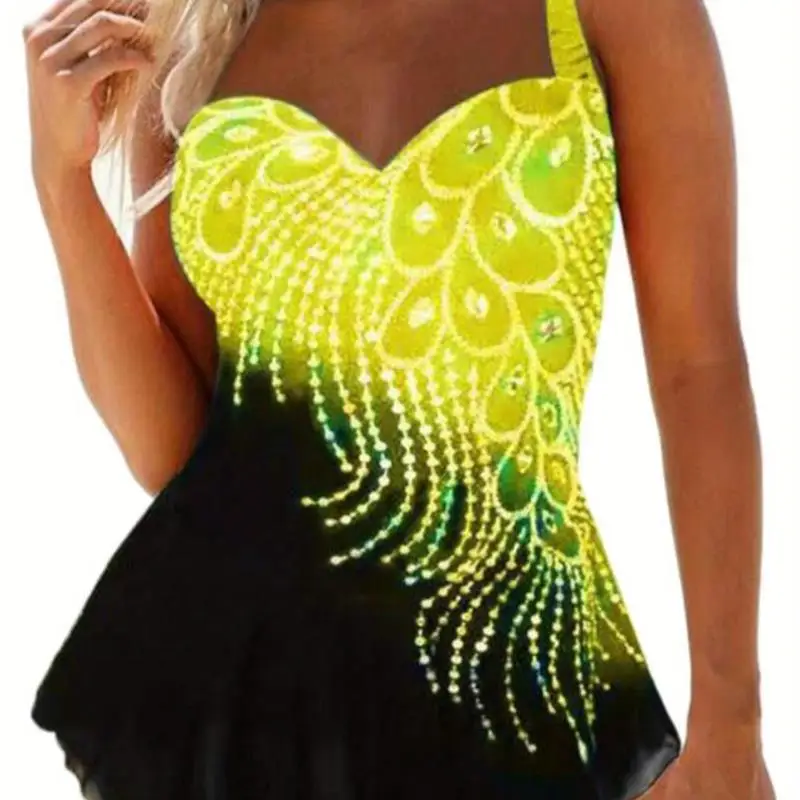 

Новинка 2025, цветной женский цельный купальник большого размера с контролем живота, трансграничное монокини для похудения