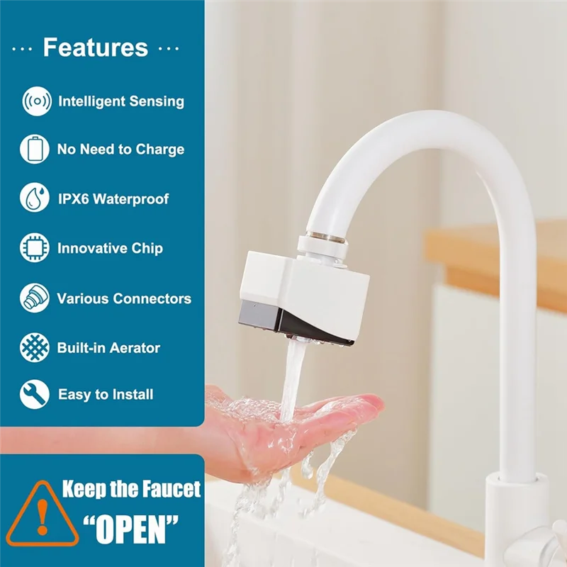 Adattatore per rubinetto Touchless Adattatore sensore di movimento intelligente SR-T01 Adattatore per rubinetto con sensore automatico per rubinetto da cucina e bagno-AT64