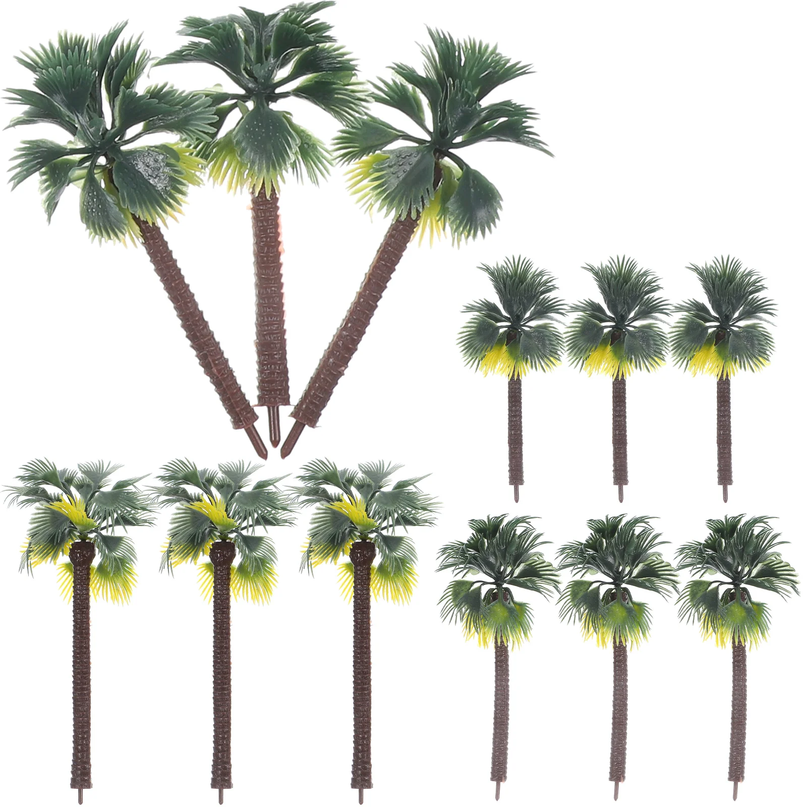 12pcs Layout Plastic Palm Tree Diorama Scenery (The color of root is random) Landscape model tree