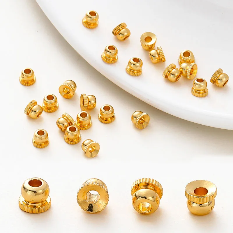 20/50Pcs 14K/18K Gold Plated Brass Beads Caps With Hole Necklaces End Spacer Beads Bracelet Diy Jewelry Making Supplies Findings