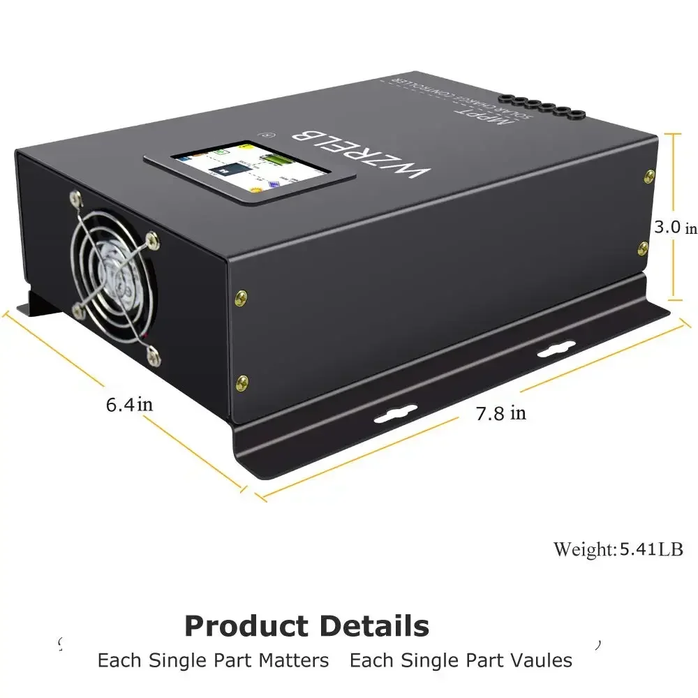 WZRELB 40A 充電コントローラ Mppt 最大 170V 入力ボルト PV ソーラーパネルコントローラ 2V/24V/48V 自動識別 LCD タッチスクリーン付き