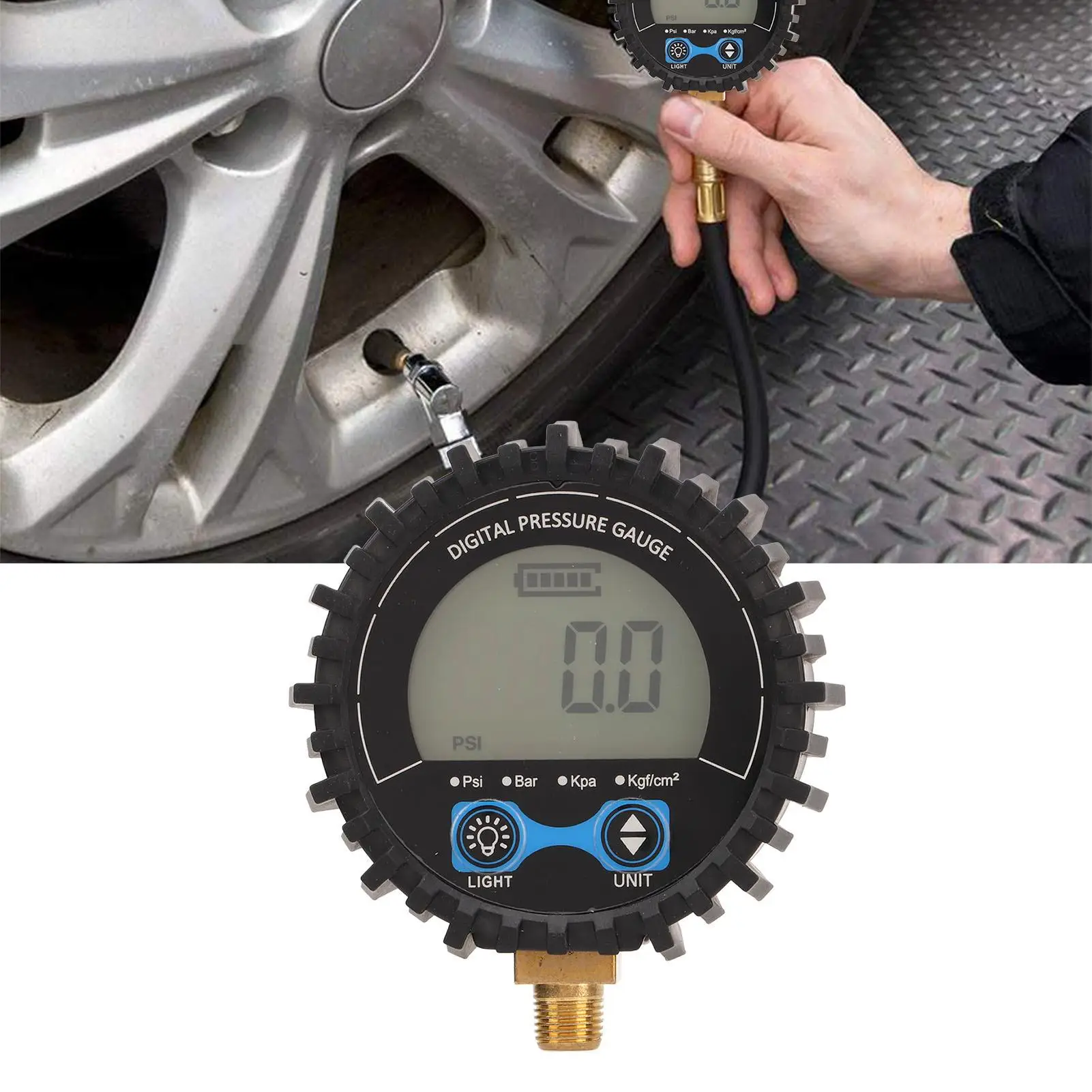 Digital Auto Tire Inflator Pressure Gauge - Accurate 4 Units Switchable for cars Trucks SUVs RVs