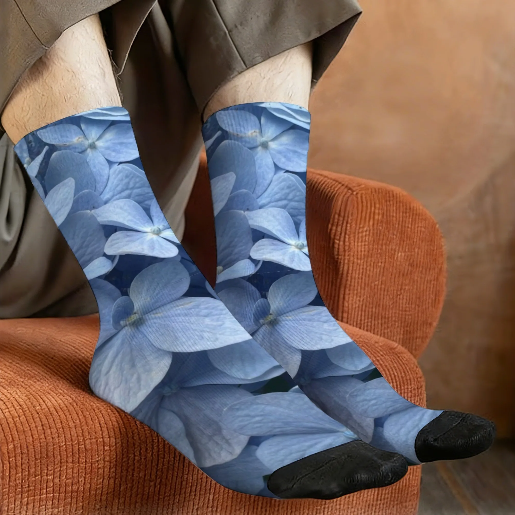 Hydrangea Flower Socks Non-slip Elastic Breathable Men's Socks Travel Leisure Hiking Happy Party Low Cortisol Edgy Novelty Socks