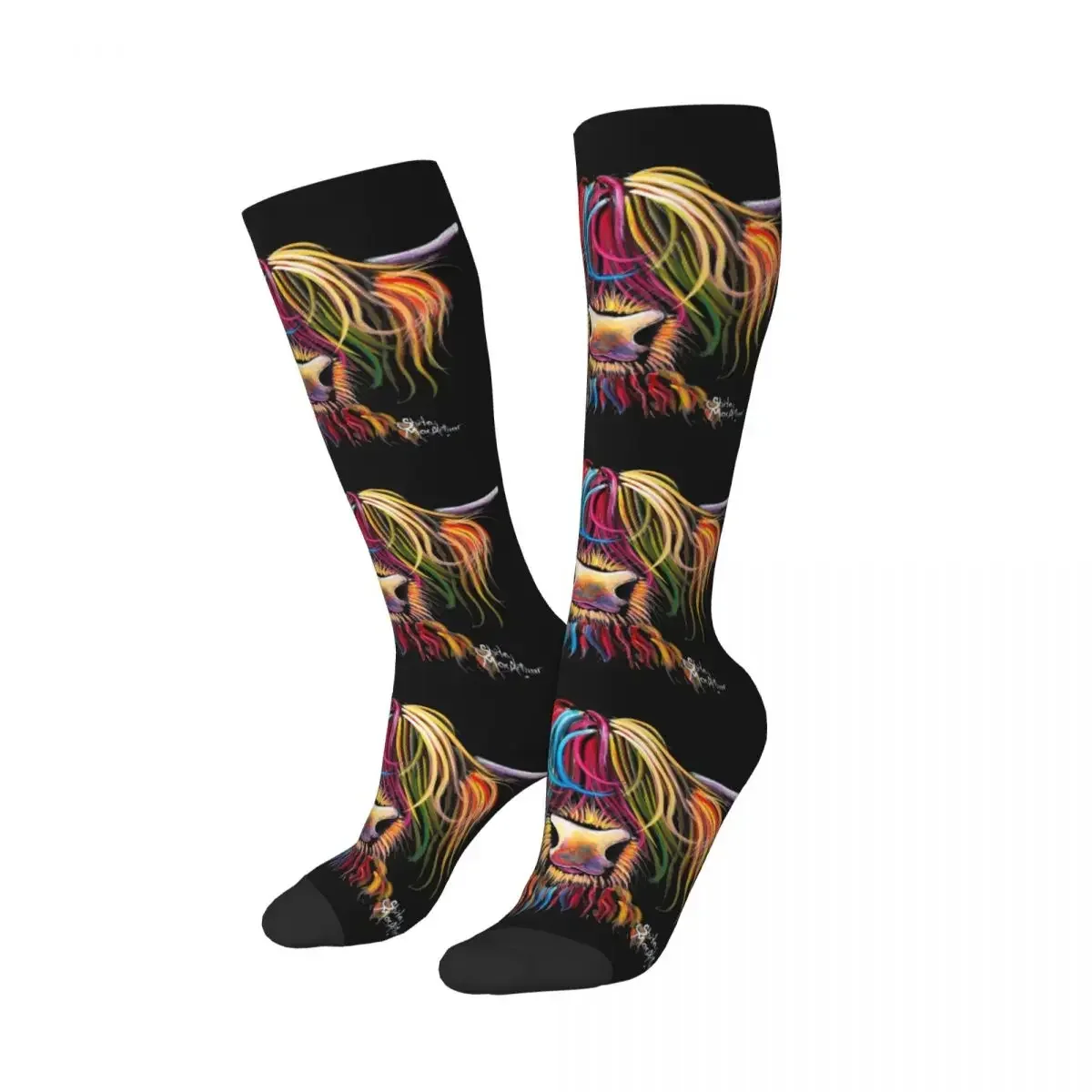 Scottish Highland Cows Socks Harajuku High Quality Stockings All Season Long Socks Accessories for Unisex Gifts