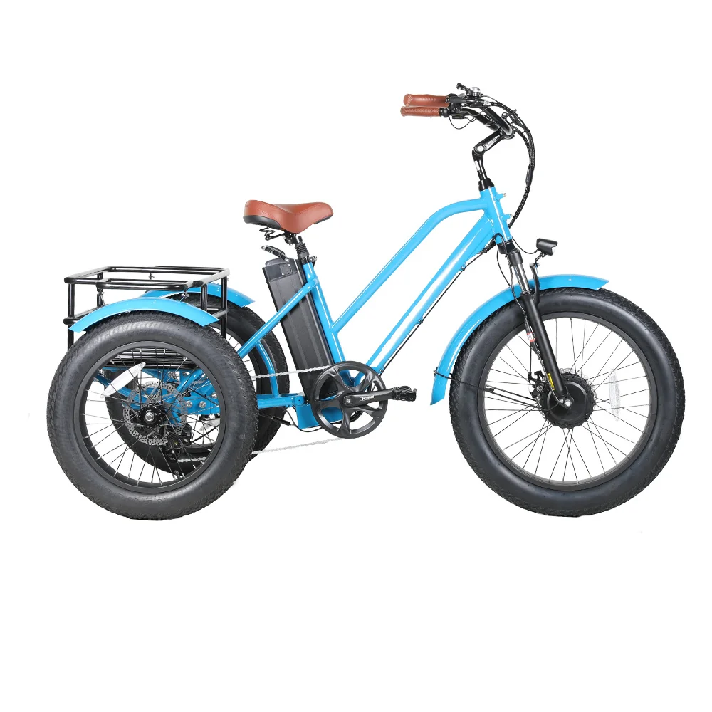 24 Inch Electric Cargo Bike Fat Tire Motorcycle Electric Tricycles E Trike With Differential Speeds