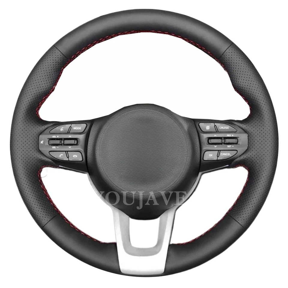 

For KIA Soluto Braid Car Steering Wheel Cover Hand Sewing Microfiber Leather Steering Wrap Car Interior Accessories