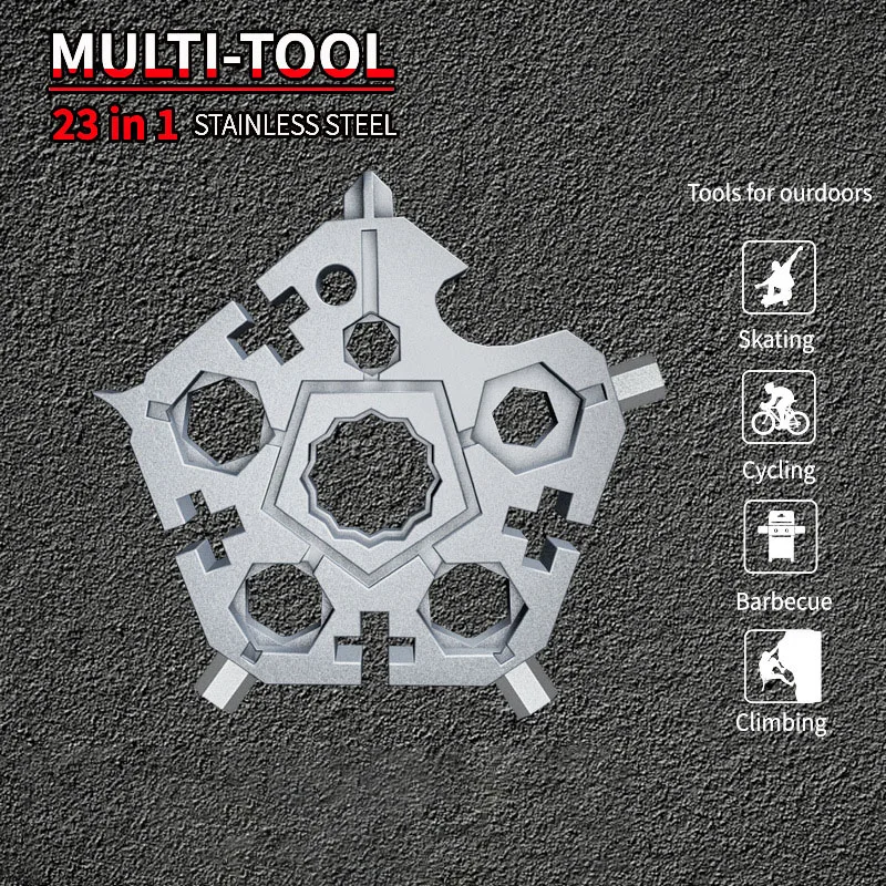 23 In 1 Pentagon Multi-function Snowflake Inner Six Angle Wrench Tool Outdoor EDC Screwdriver Bicycle Combination Tool 58*58mm