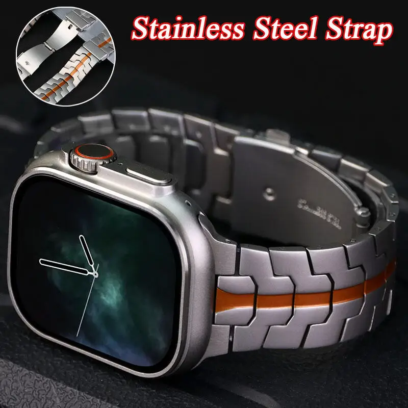 

Роскошный ремешок из нержавеющей стали для Apple Watch Ultra 3 2 49 мм, металлический ремешок Correa для Iwatch Series 11 10 46 мм SE 9 8 45 мм 44 мм 42 мм