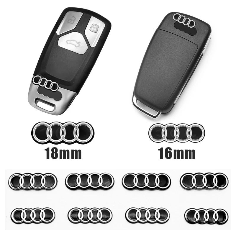 Adesivos de Emblema para Chave de Carro 16mm 18mm Acessórios para Audi Q5 Q4 A4 A6 A7 A5 A3 Q3 Q2 A1 A8 TT S1 S3 S4 Q7 SQ5 SQ7 SQ3