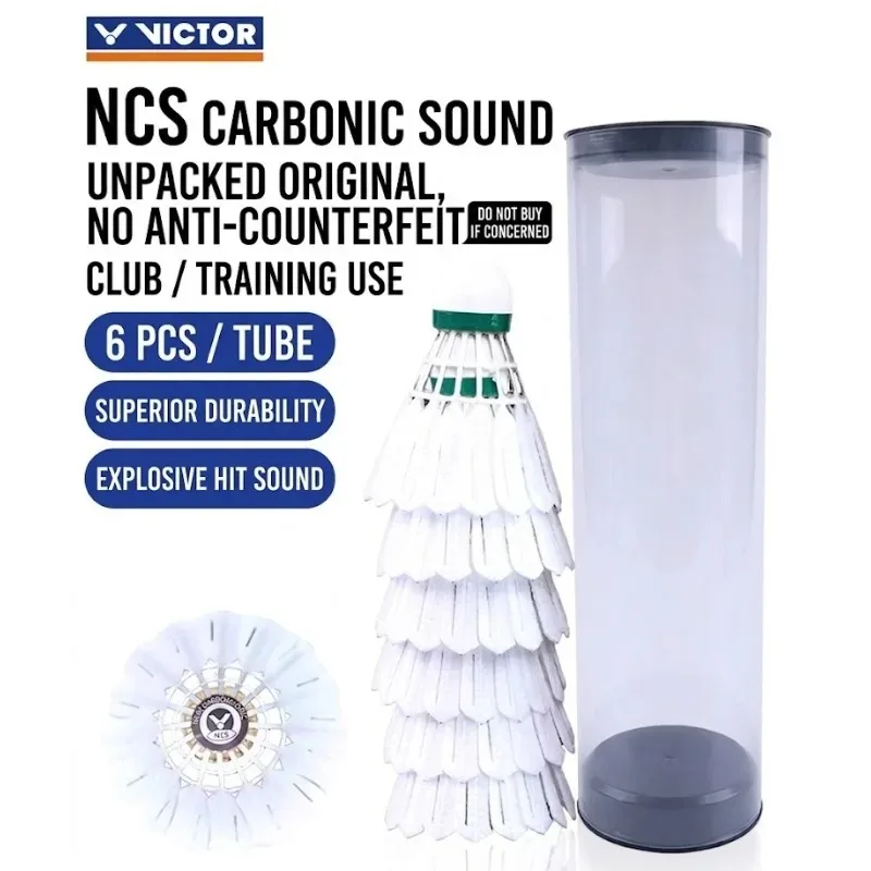 6 or12pcs/tube VICTOR Badminton NCS Carbon Sound Artificial Ball - Stable Flight  Durable Suitable for Competition and Training