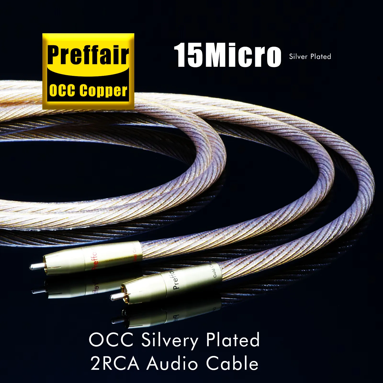 HiFi Gold RCA Cable 8N OCC Silver Plated RCA to RCA Audio Cable Gold Plated Plug with HOLO PLUG Foil Shielding Signal Cable