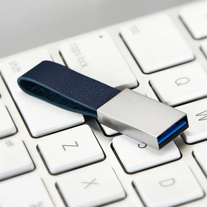 Chiavetta USB 2.0 in pelle metallo argento con incisione laser personalizzata gratuita 4 GB 8 GB 16 GB 32 GB 64 GB 128 GB