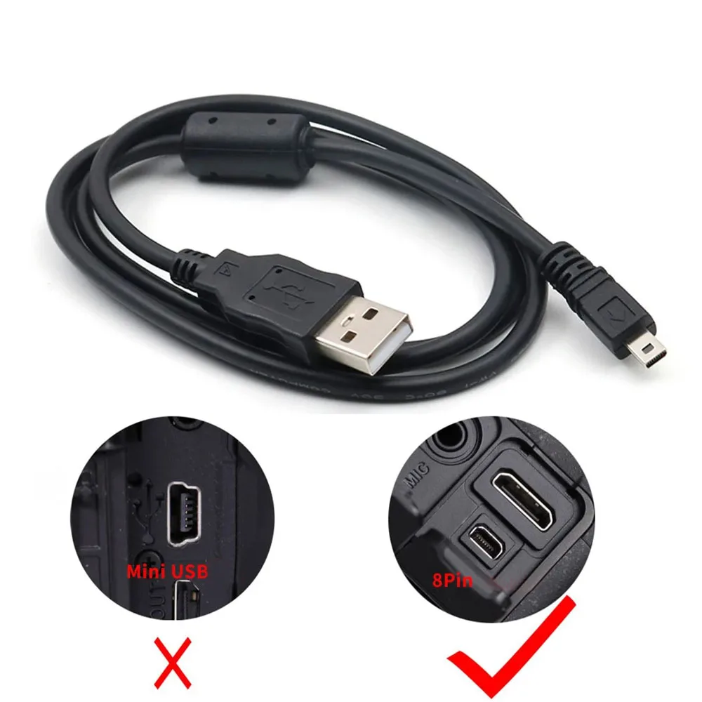 USB zu Mini 8-Pin Digitalkamera-Kabel für Nikon Olympus Sony Casio Sanyo Fuji Panasonic Mobiltelefon Core 8-Pin USB-Datenkabel