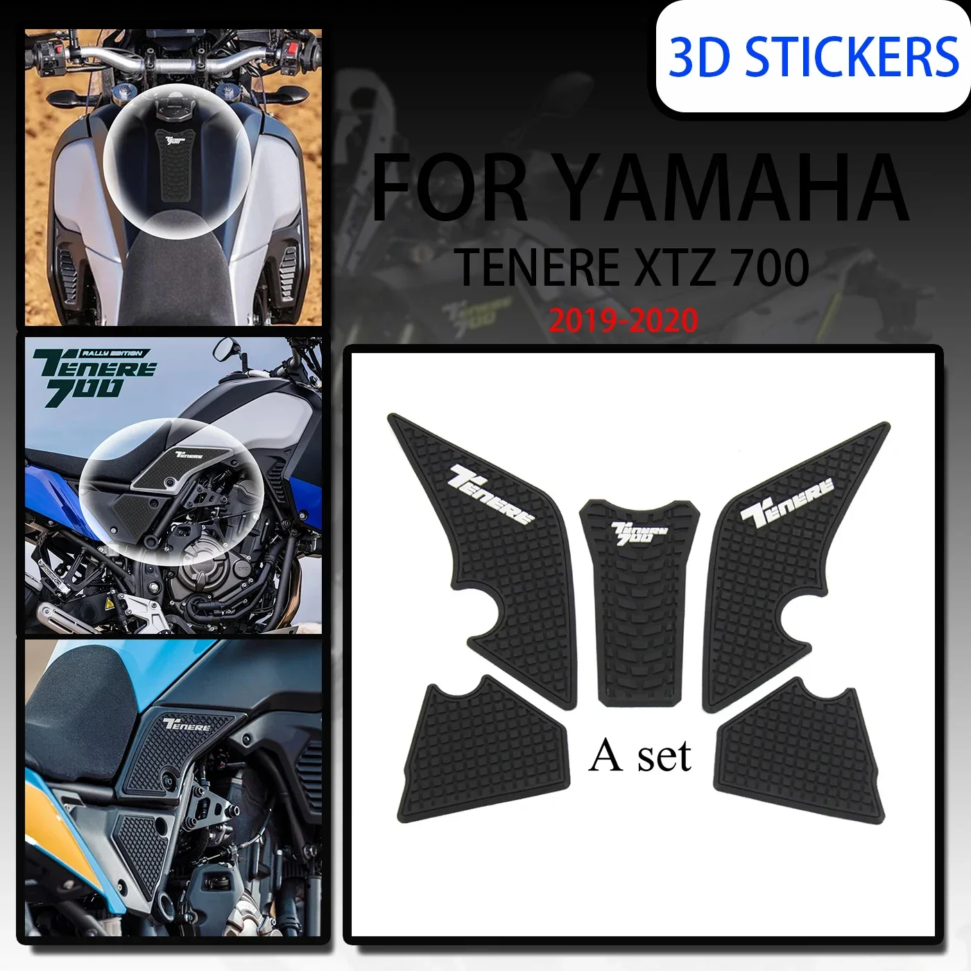 FOR YAMAHA Tenere  XTZ700 2019 2020 Motorcycle Accessories Non-slip Side Fuel Tank Stickers Waterproof Pad Rubber decal Sticker