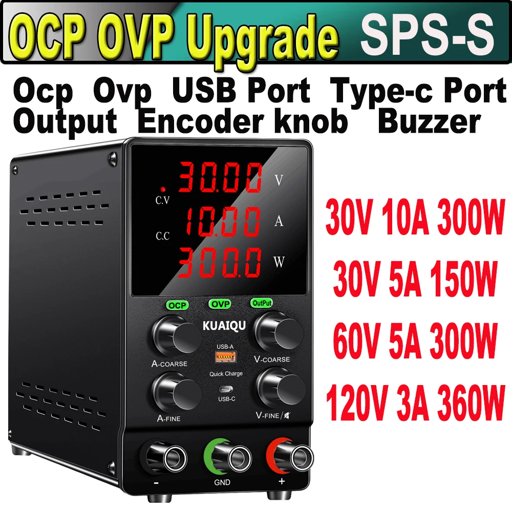 

30V 10A 120V 3A OCP OVP Upgrade Bench Power Supply,Lab DC Power Supply Adjustable 60V 5A Voltage Regulator 200V 300V 1A 30V 5A