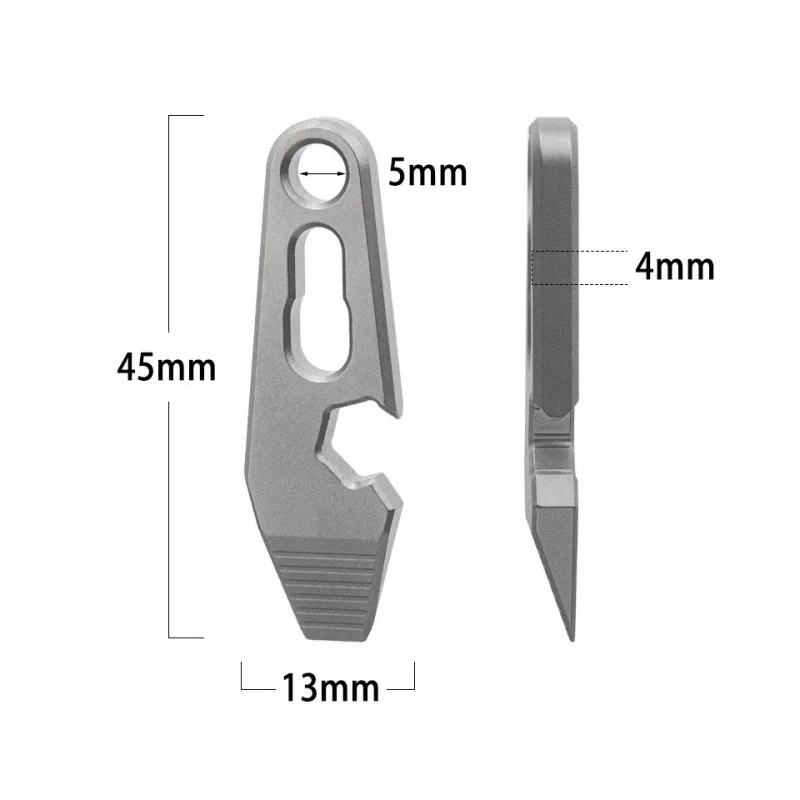 Gantungan Kunci pembuka botol multifungsi, Gantungan Kunci portabel Mini Titanium Aloi dengan kalung alat EDC bertahan hidup