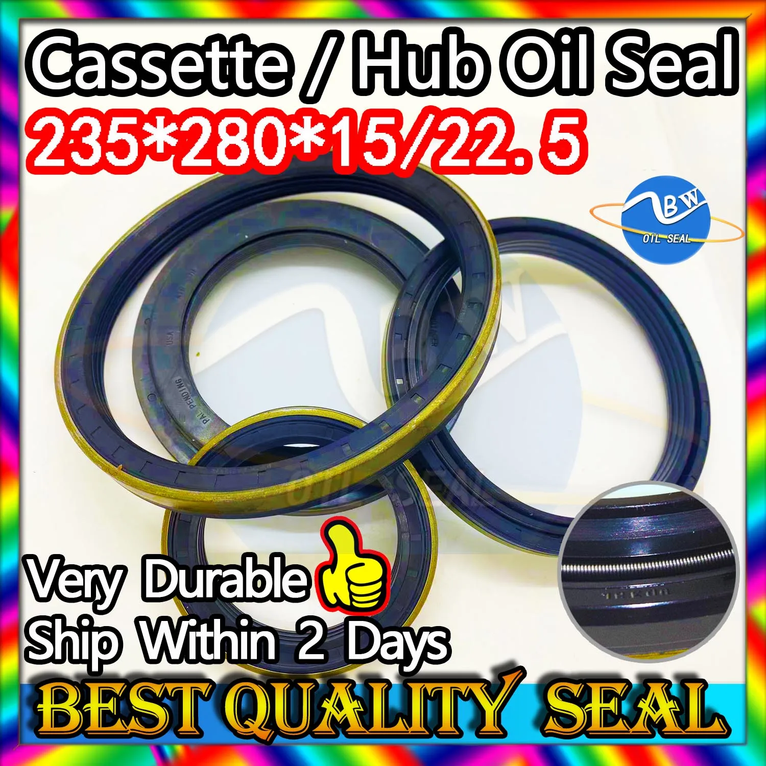 

Hub Oil Seal 235*280*15/22.5 For Tractor Cat Shaft Cassette Sealing Combined 235X280X15/22.5 12020192B 12020192 Fix Best MOTOR