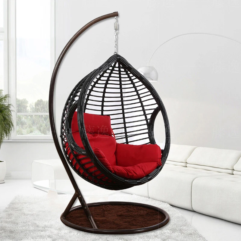 كرسي سلة معلقة أرجوحة داخلية، أثاث خارجي، سلة معلقة على شكل عش الطيور من الروطان