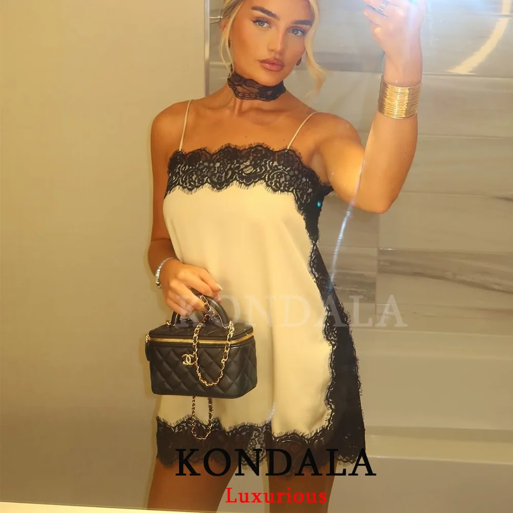 KONDALA, Tops sexis elegantes de encaje satinado con cuello cuadrado, camisola con abertura lateral para mujer, Tops de fiesta, moda 2021, Tops para chica de Navidad para Club nocturno