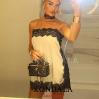 KONDALA, Tops sexis elegantes de encaje satinado con cuello cuadrado, camisola con abertura lateral para mujer, Tops de fiesta, moda 2021, Tops para chica de Navidad para Club nocturno