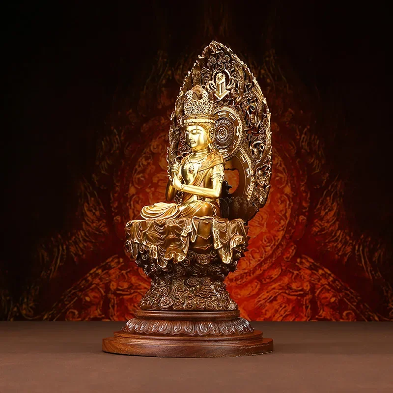 Copper Xinxiang Brass Great Sun Rulai Seated Statue Home Offering Ornament Sakyamuni Bronze Statue Buddhist Hall Decoration