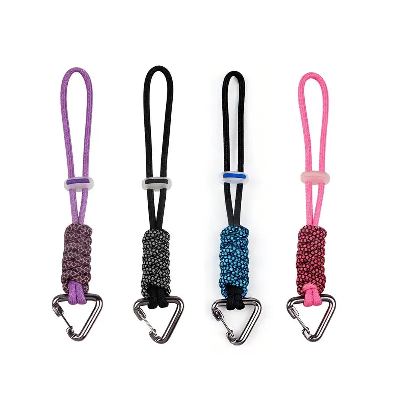 Hand Braided Umbrella Rope Keychain Men Triangular Metal Buckle Outdoor EDC Survival Knife Lanyard Keyring Couple Jewelry