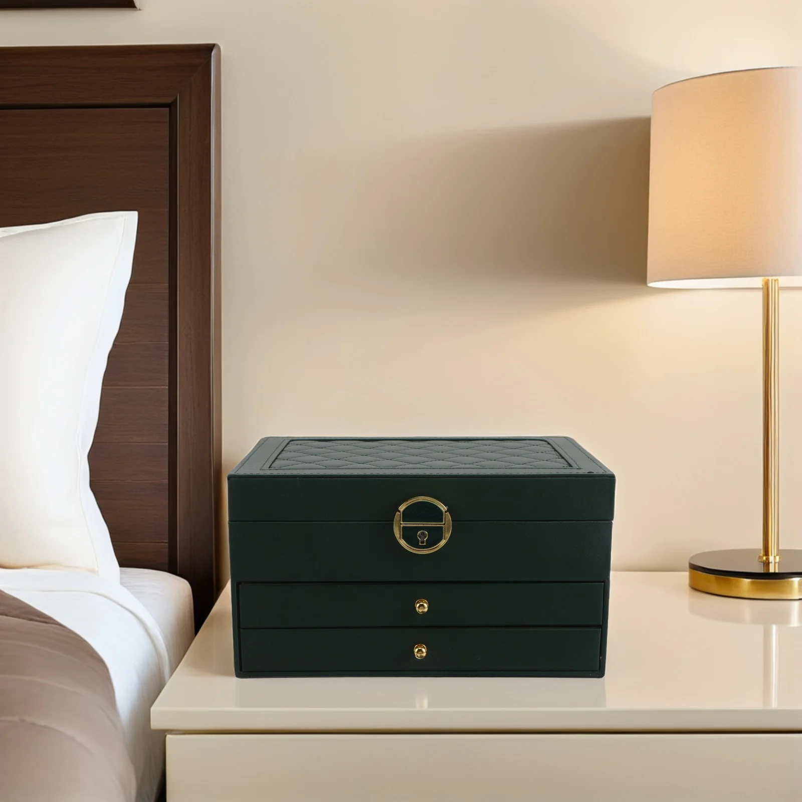 

Jewelry Storage Box Earring Organizers Wardrobe Pu Boxes Women Necklace Travel Closet Tray Display Case