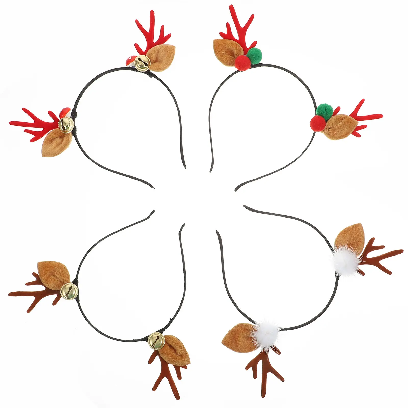 

4Pcs Xmas Deer Antlers Hairband Holiday Kids Hair Hoop Christmas Party Costume Prop Chic Hair Decoration Photo Performance