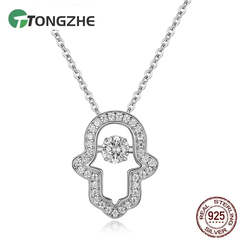 

Кулон TONGZHE Hamsa Hand (Рука Фатимы) из стерлингового серебра 925 пробы, женское ожерелье-чокер, турецкие украшения, бижутерия