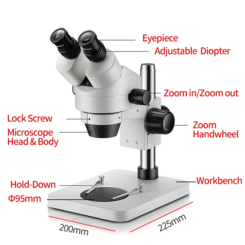 7X-180X Continuous Zoom Industrial LAB Binocular Stereo Microscope  with WF10X  WF20X Eyepiece For Phone PCB Soldering Repair