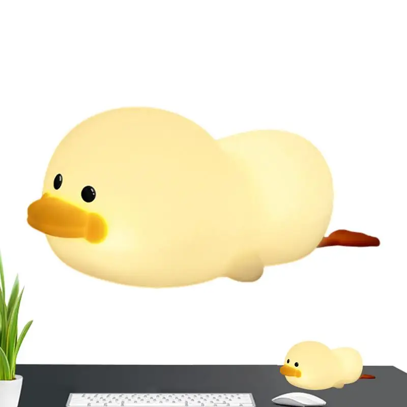 Lying Flat Duck Night Light Cute Lazy Lying Flat USB Rechargeable Silicone Light Up Duck Night Lamp For Baby Nursery Bedside