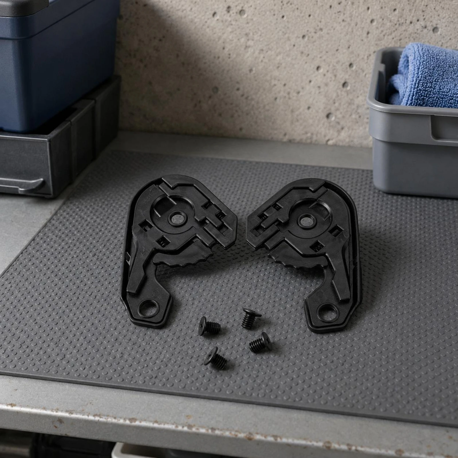 Helmet Mechanism Base Molded Plastic Helmet Base Pair Stepped Design Textured
