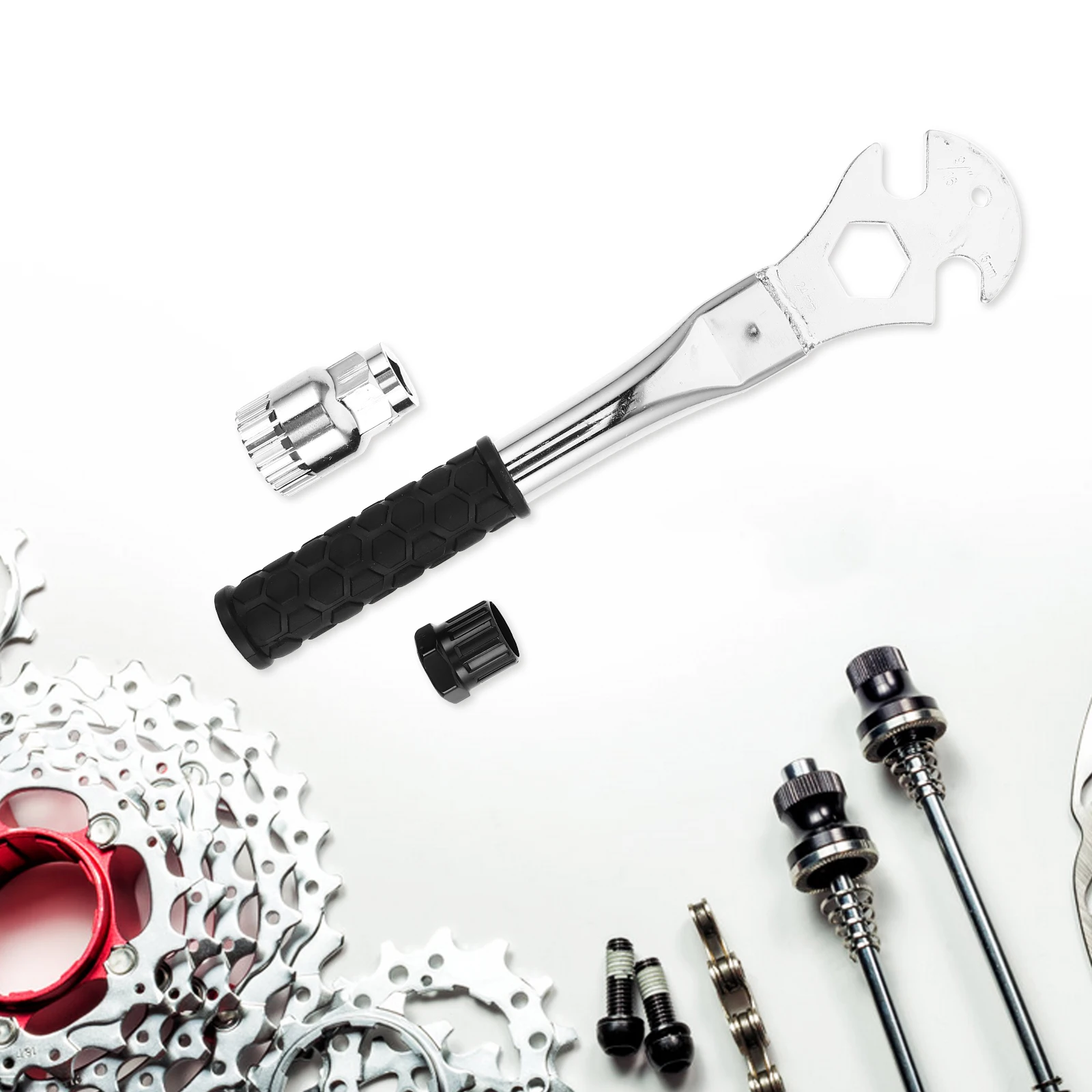 

1 set 1 Set Bicycle Repair Tool Kit Multifunction Bike Pedal Wrench Front Rear Axle Removal Hub Cone Spanner Silver Lightweight