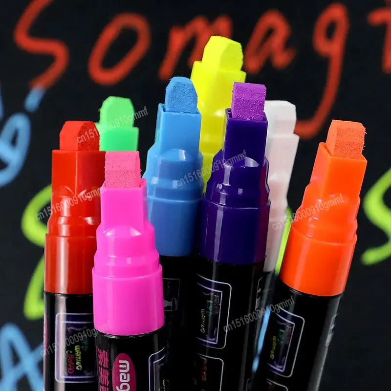 Imagem -06 - Liquid Chalk Erasable Highlighter Caneta Marcadora Fluorescente Ponta Plana Art Graffiti Led Light Board Quadro-negro Quadro-branco Cores mm