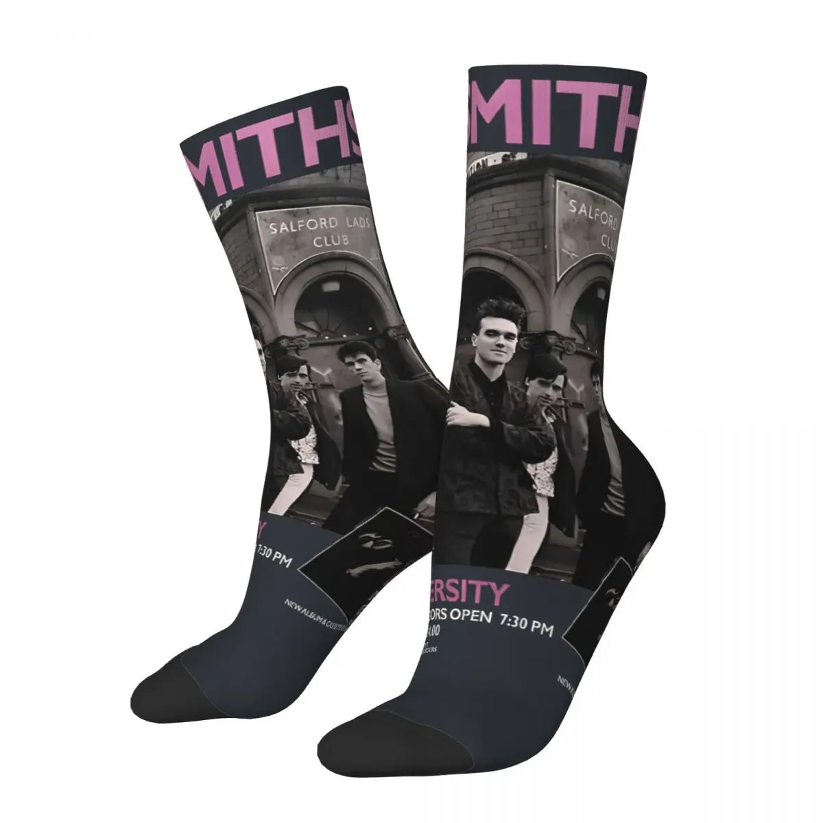 Hip Hop Retro Salford University Music Concert calzini a compressione da uomo pazzi Unisex The Smiths Street Style novità senza cuciture