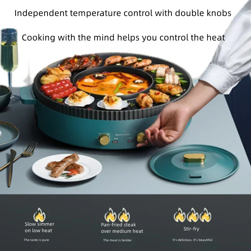 220v Home 1700W Hot Pot Electric Bbq Oven One Pot Korean Baking Dish Dish Dish Household Double-purpose Bbq Grill Fish Machine