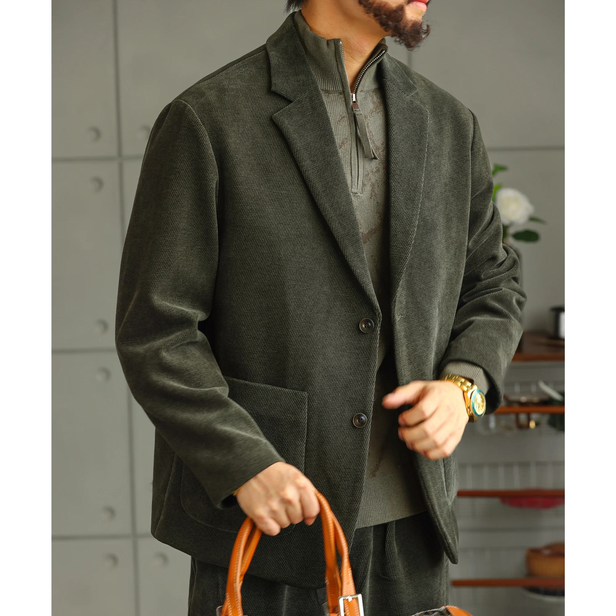 

Corduroy Business Blazer Men Spring Autumn Vintage Mens Jackets Cotton Casual Slim Fit Suit Male Size XS-7XL Blazer Homme